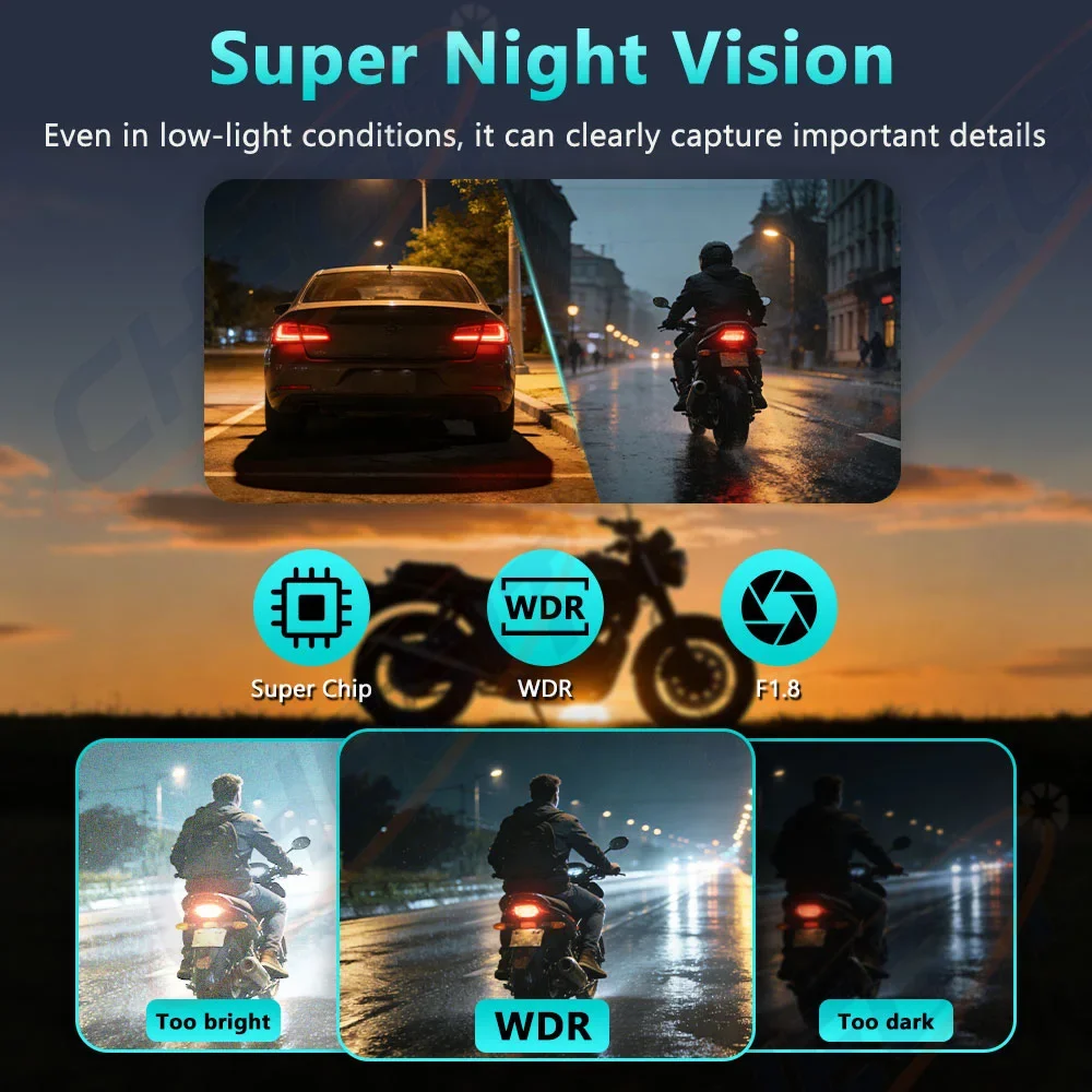 Motorcycle DVR 2K HD WiFi With - Photographic Memory ulasan dan harga