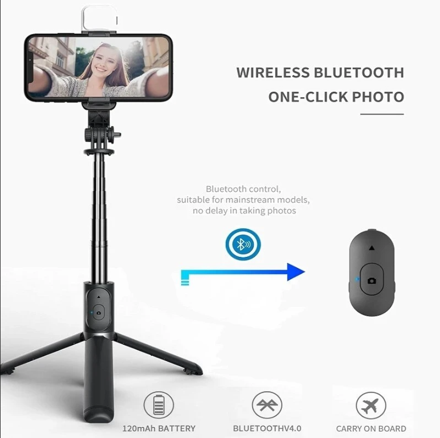Phone Selfie Stick Tripod Blue - Photography Basics ulasan dan harga
