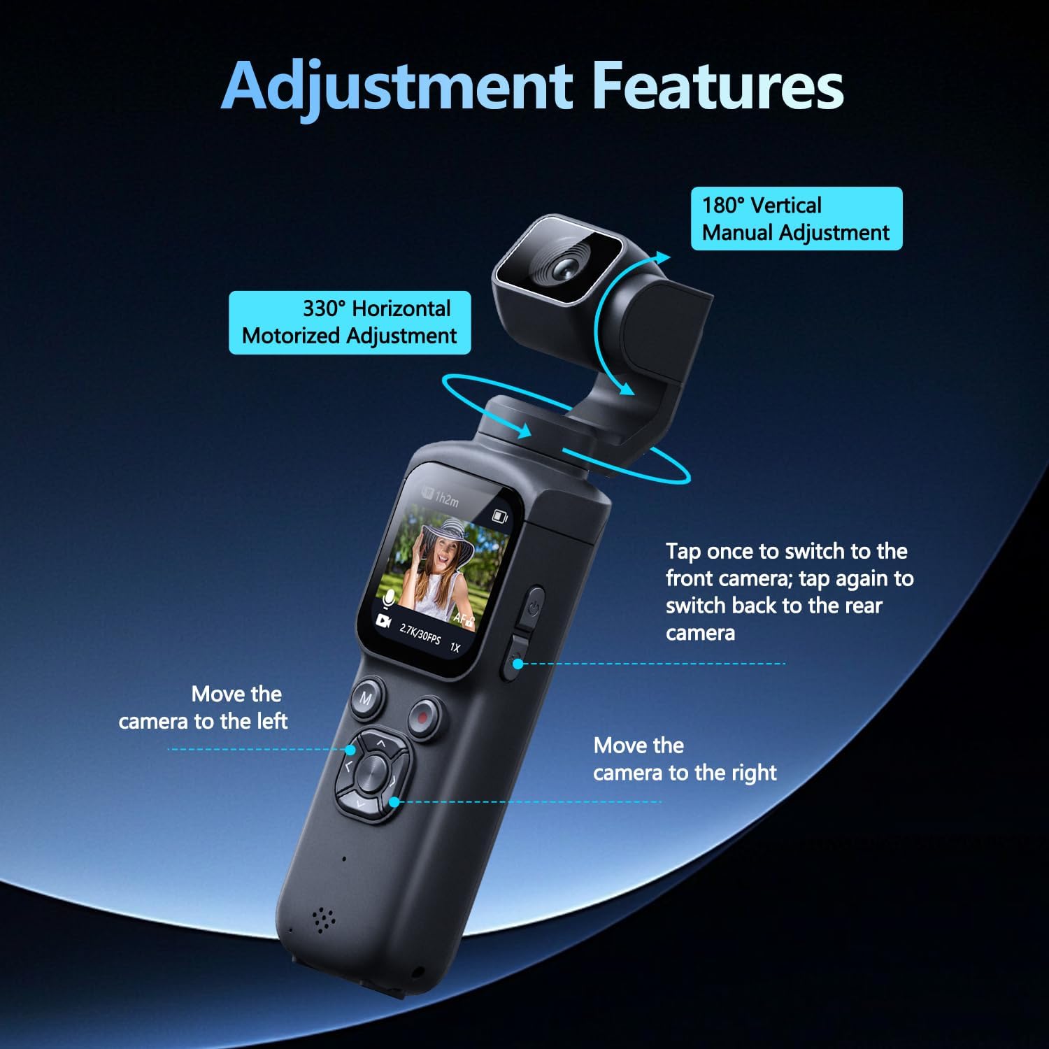Pocket 3‑Axis Gimbal Vlog Came - Photographic Memory ulasan dan harga