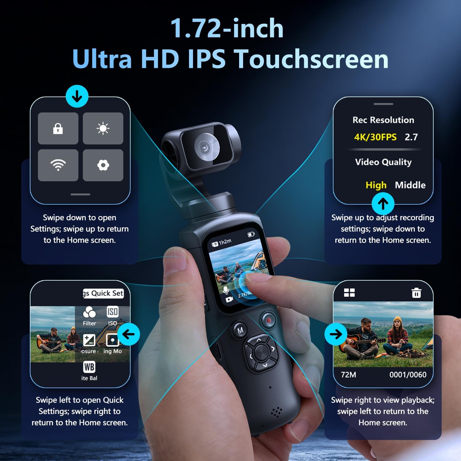 Pocket 3‑Axis Gimbal Vlog Came - Photographic Memory ulasan dan harga